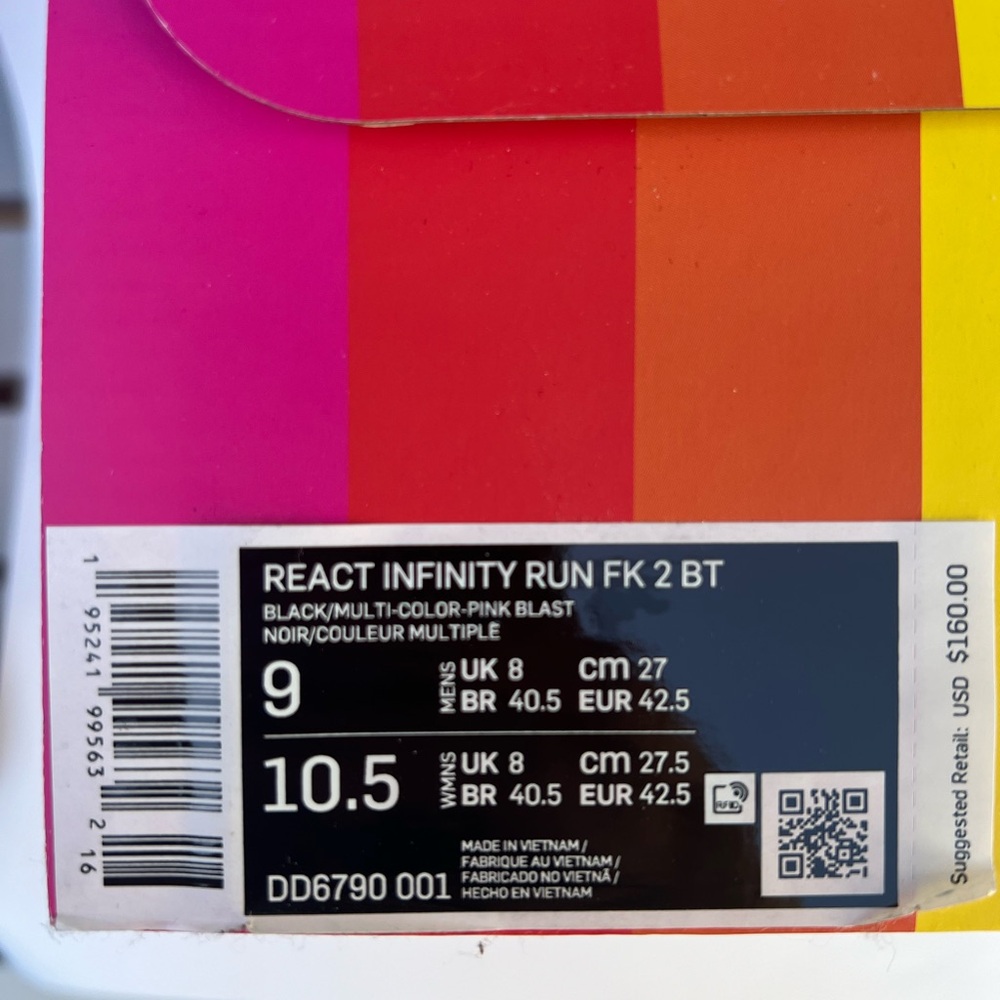 Nib Nike React Infinity Run Fk 2 Bt Pride Size 9 … - image 3